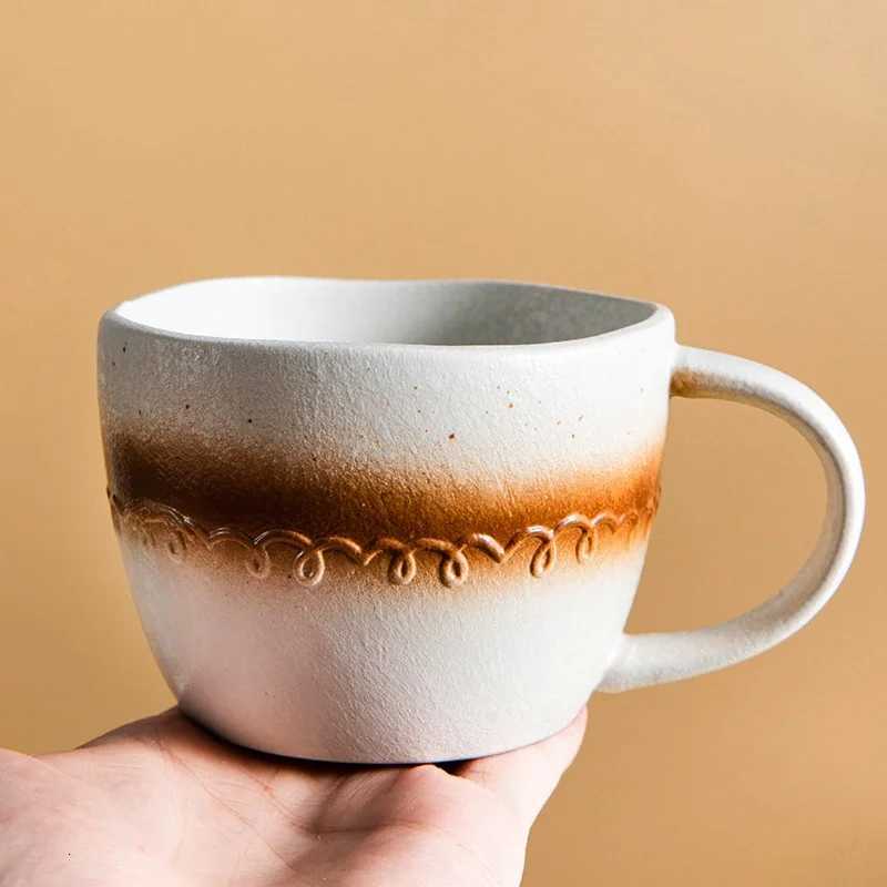 Retro Ceramic g Coffee Cups He Breakfast Milk Cup Hand-painted Water gs Household Off Drinking Utensil Kitchen Gadgets H251209