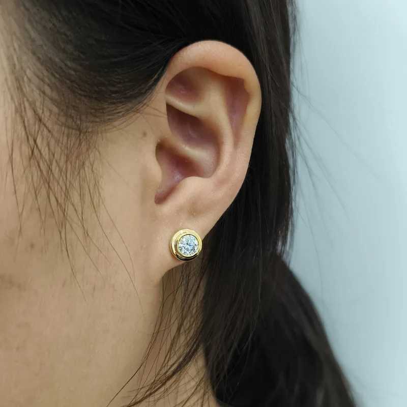 Unisex Classic Small Round Stud Earrings For Women Men Antique Gold Color White Zircon Tiny Ear Studs Daily Versatile Jewelry CZ K251209 H260202