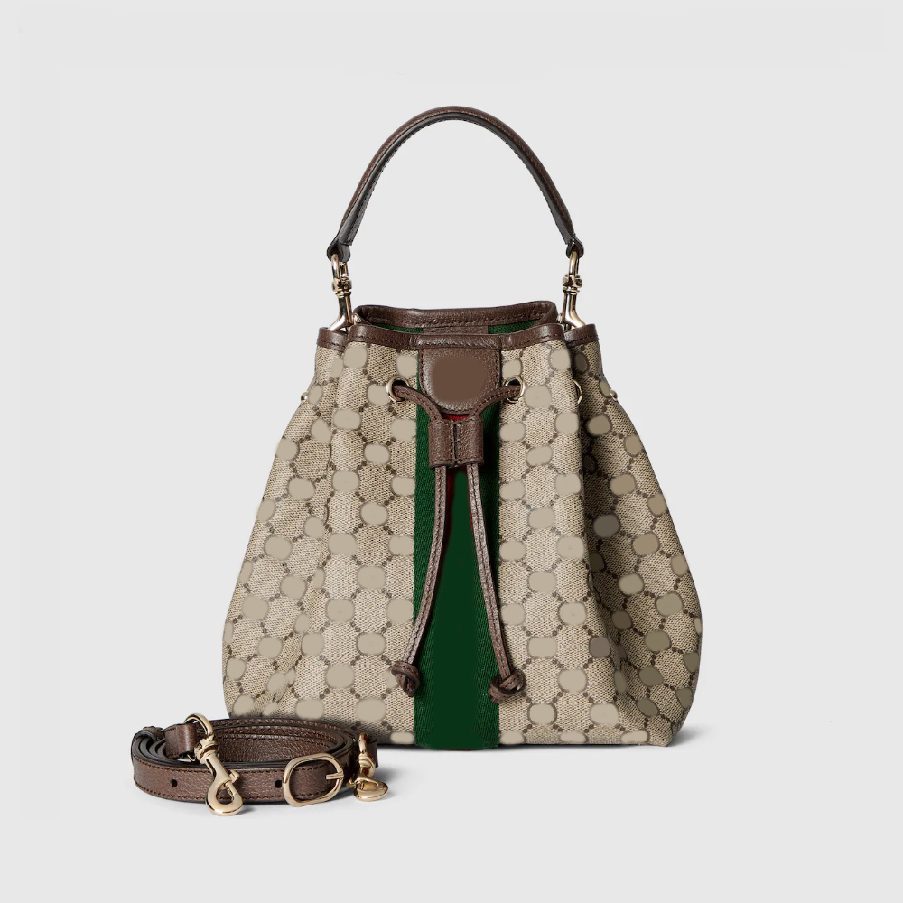 Designer 841313Ophidia small bucket shoulder bags in beige brown monogram coated fabric womens drawstring crossbody leather classic fashion high quality NB5802