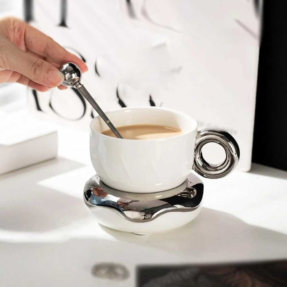 elf to a luxurious coffee experience with this exquisite ceramic cup and saucer set - Enhance your morning routine with this stu H251209
