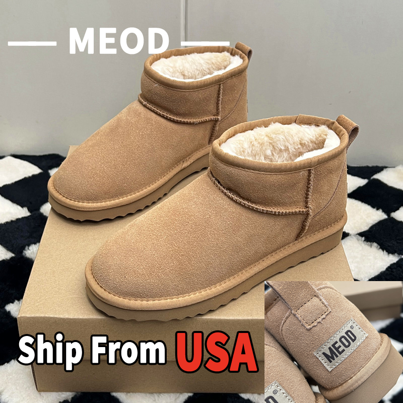 MEOD Designer Boots Women Ultra Mini Slippers Slides Platform Shoes Snow Boot Suede Classic Leather Chestnut Winter Fluffy Boot Fur Slipper Ankle With Box