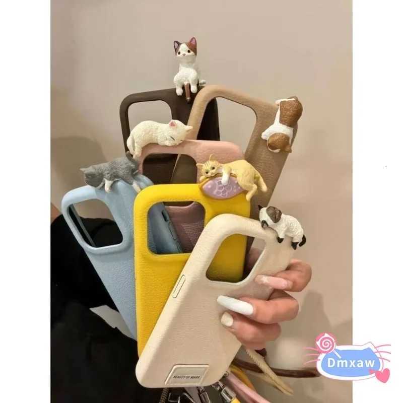 For 14 13 Pro 12 12S 12X F6 F5 F3 X6 X5 Pro X4 GT 5G 4G Phone Caser 3D Funny Cat Leather Casing Cute Cat Cover C251209
