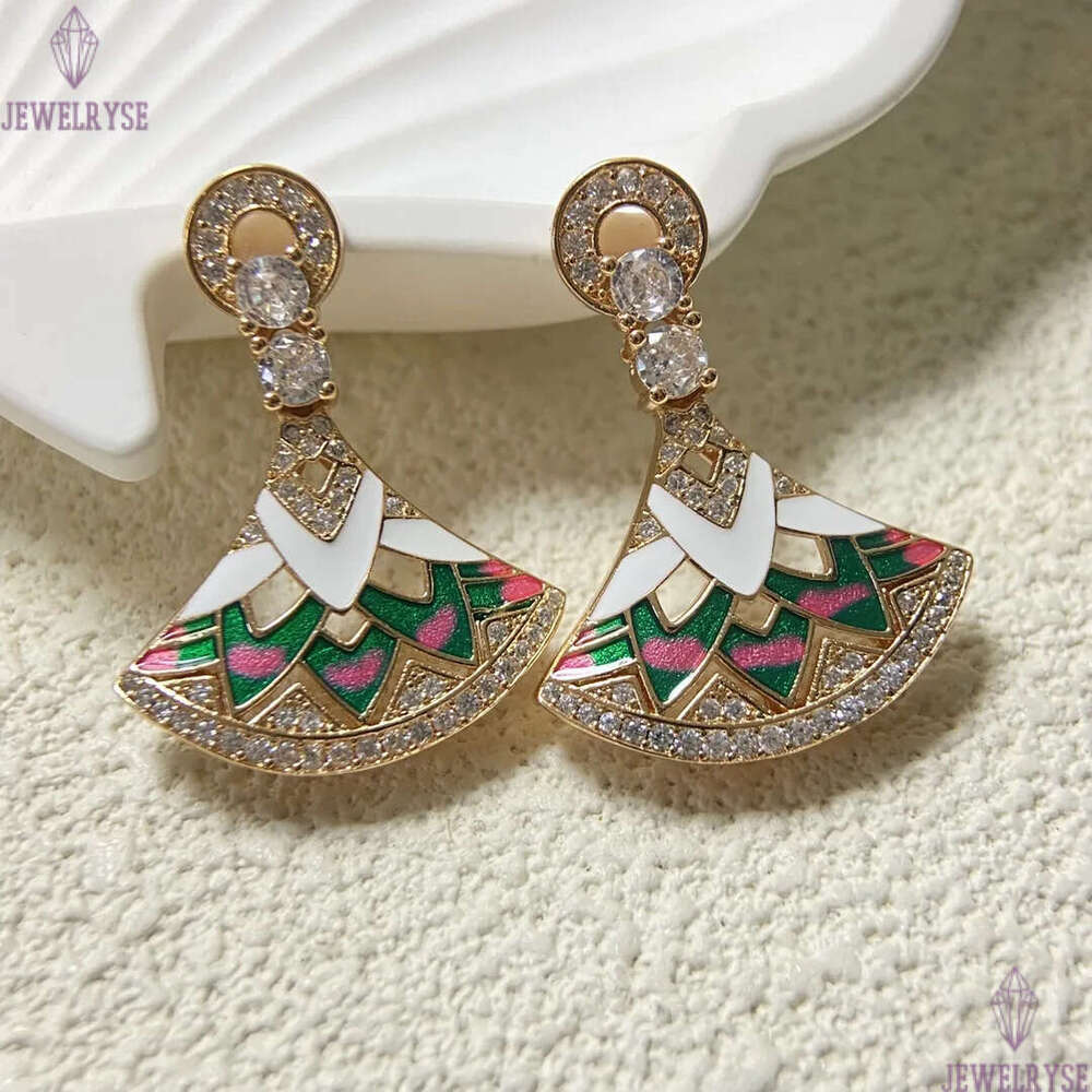 2025 new luxury sector designer earrings for women 18k gold retro vintage enamel stud earring ear rings earings necklace jewelry