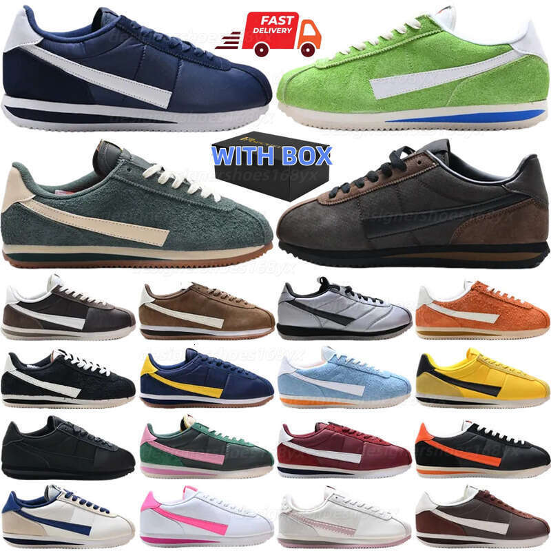 Men Shoes Top Designer Shoe Cortezs Nylon Leather Designer Trainers Picante Red Pink Foam Chlorophyll Psychic Blue Forrest Gump Outdoor Sneakers Size 36-45