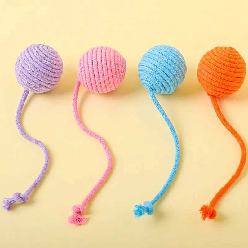 Cat Toy Cotton Ball Cat Toys Interactive Bite Resistant Knot Ropes Toy Dog Teeth Cleaning Colorful Ball Toys for Cats Grinding M251209