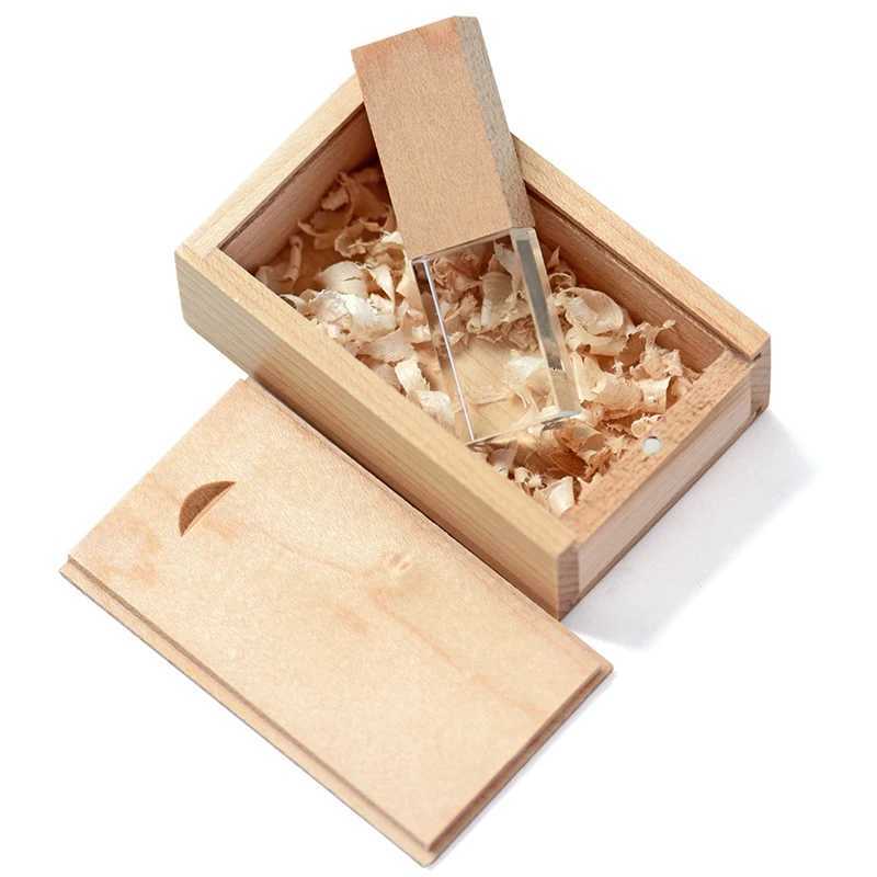 wooden and crystal pendrive 4GB 32GB pen drive 16GB 64GB USB flash drive memory stick custi gifts C251209