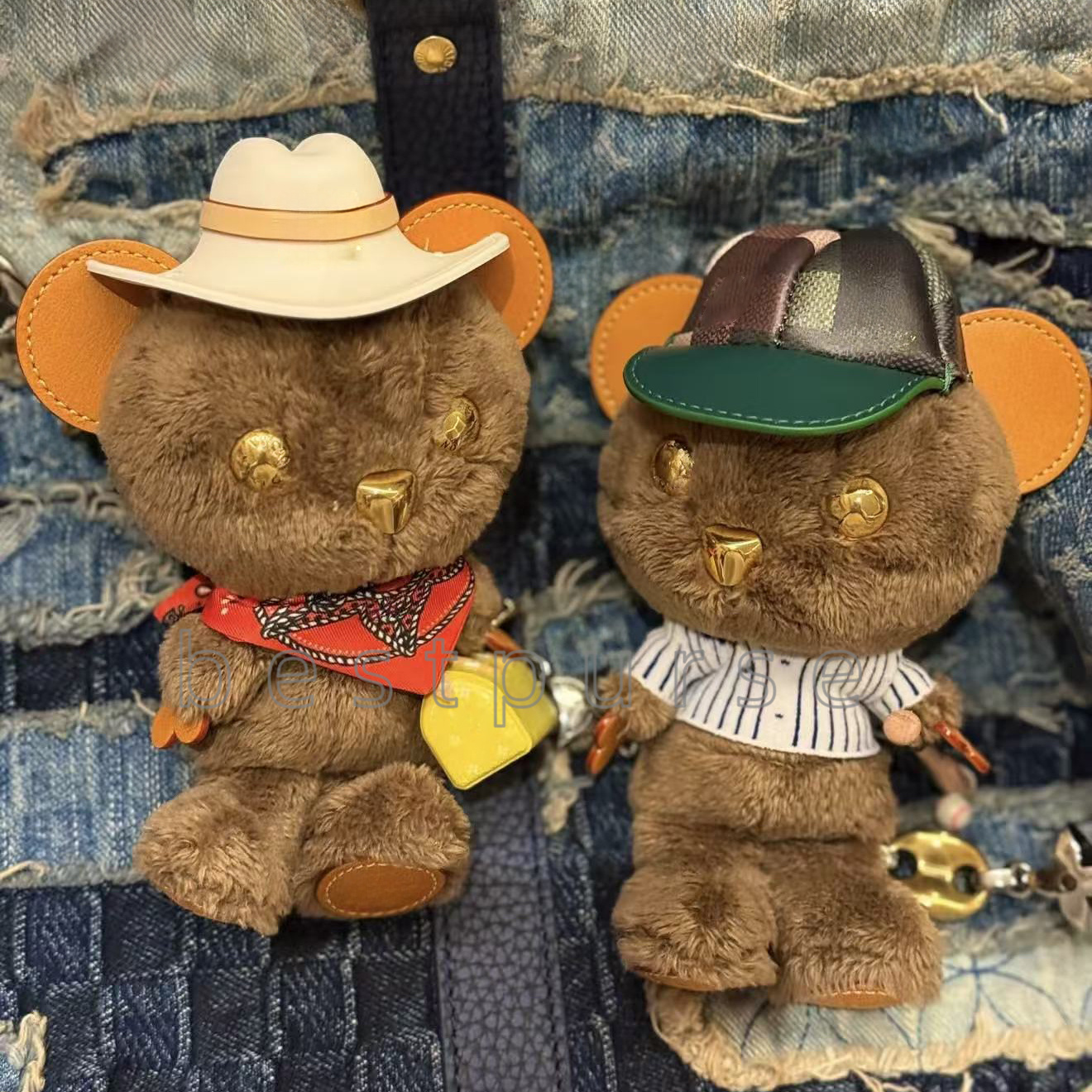 bear bag charm fur key holder fluffy luxury keychain personalized baseball rockabilly western bear pendant handbag charm for accessories key chain