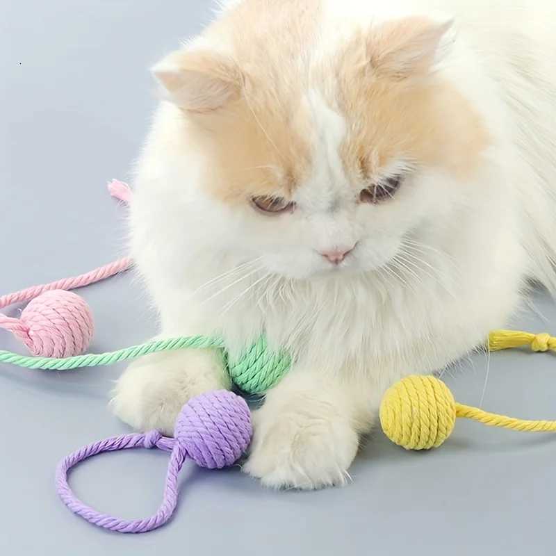 4Pcs/set Colorful Cotton Rope Ball Cat Toys Interactive Pet Toy for Cats Kittens M251209