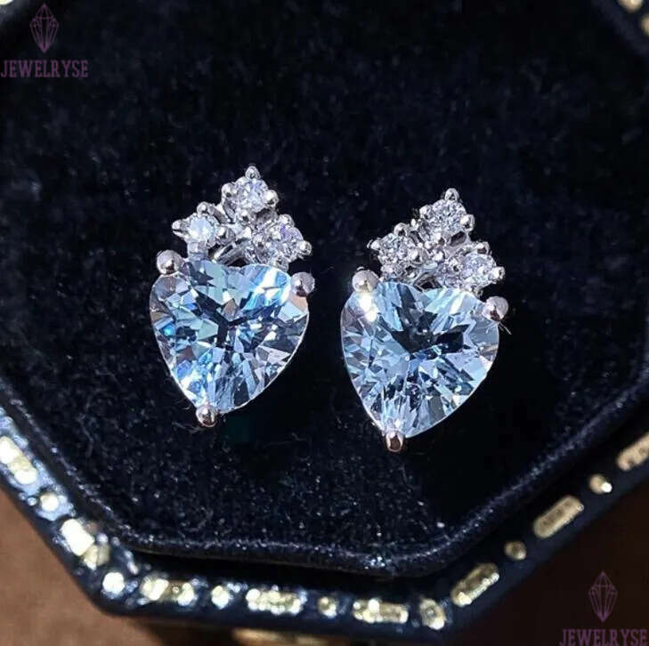 S925 sterling silver love heart designer earrings for women cute lovely blue crystal shine cz zircon girls charms earring earings ear rings jewelry gi