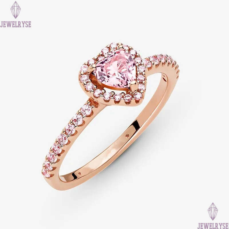 Rose gold Pink stone Engraved Love Heart Rings with Retail Box Real 925 Silver CZ diamond Women Wedding Nail Engagement Promise Ring Factory wholesale