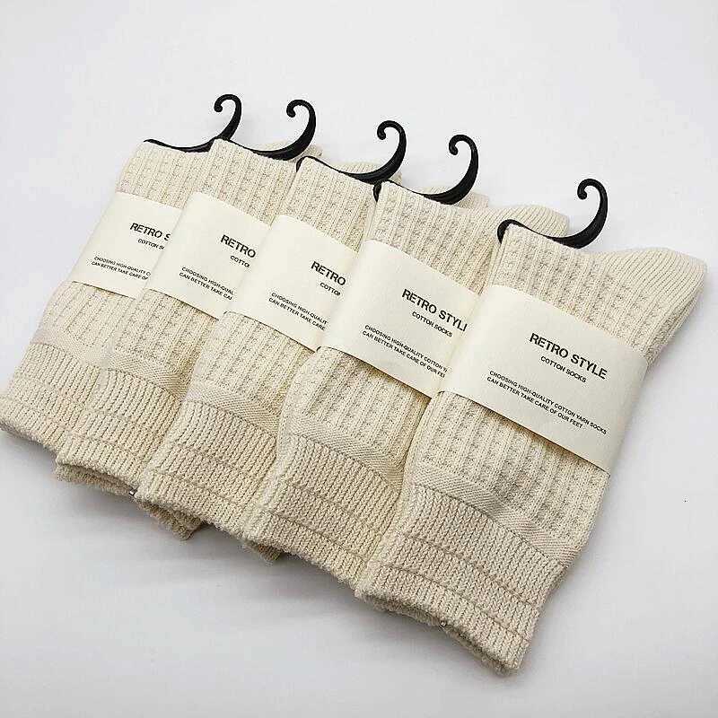 Match-Up Men Waffle Socks For Business Casual Dress Cotton Socks5 PairsT251209