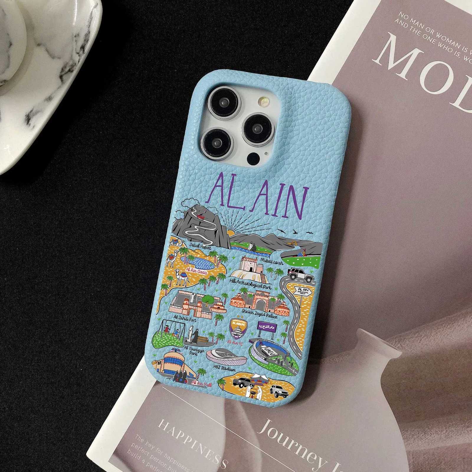 AL AIN Personali Custi Letter Leather Case For Iphone 15 16 pro max 14 13 Pro Max 12 Mini 11 kafr letters Luxury Covers C251209