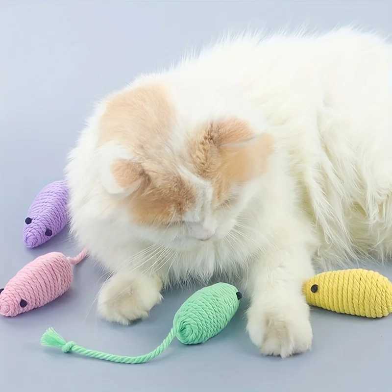 Cat Toys Mouse Shape Cat Chew Toy Interactive Kitten Toy Cotton Rope Hanging Design Cat Supplies gatos M251209