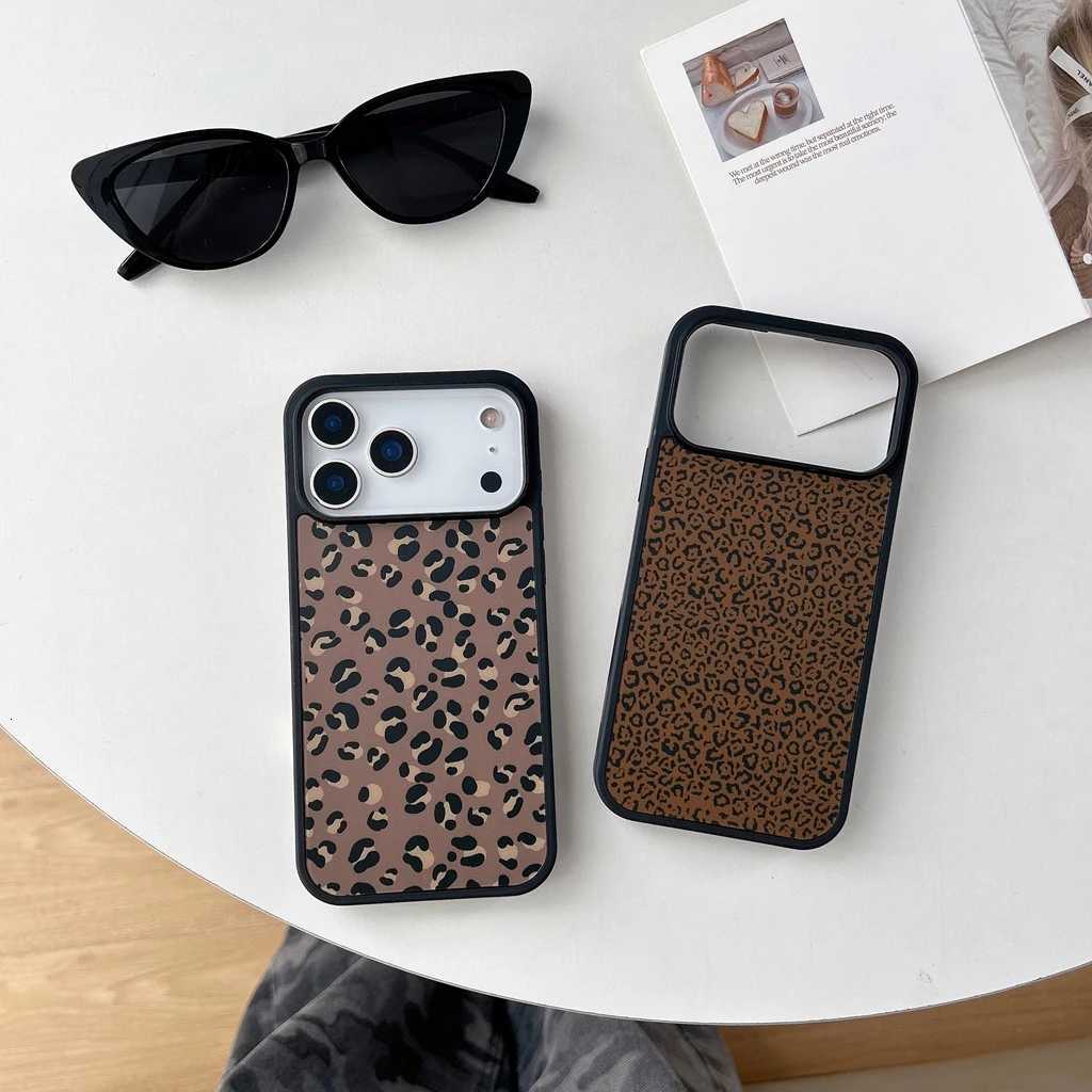 Autumn Winter RetroBrown Leopard Print Series Magnetic Wireless Charging Phone Cover Case for iPhone 17 16 15 14 Pro Max C251209