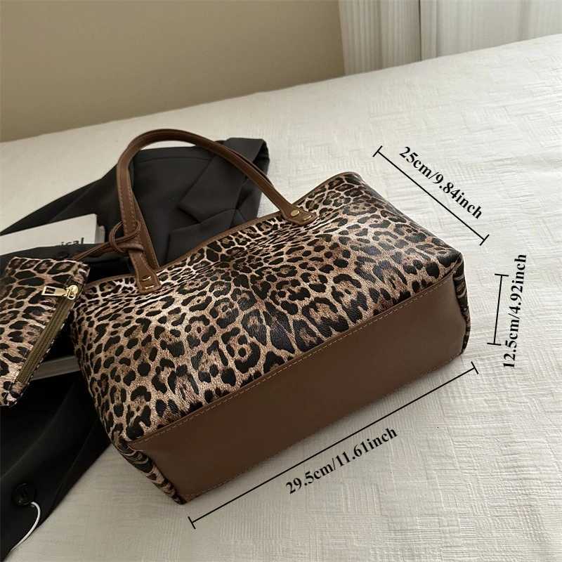 Wens Leopard Print Tote bag Pu Leather Underarm Bags Simple Casual Travel Shopping Bag Large Capacity Mother and Child Packag Y251209