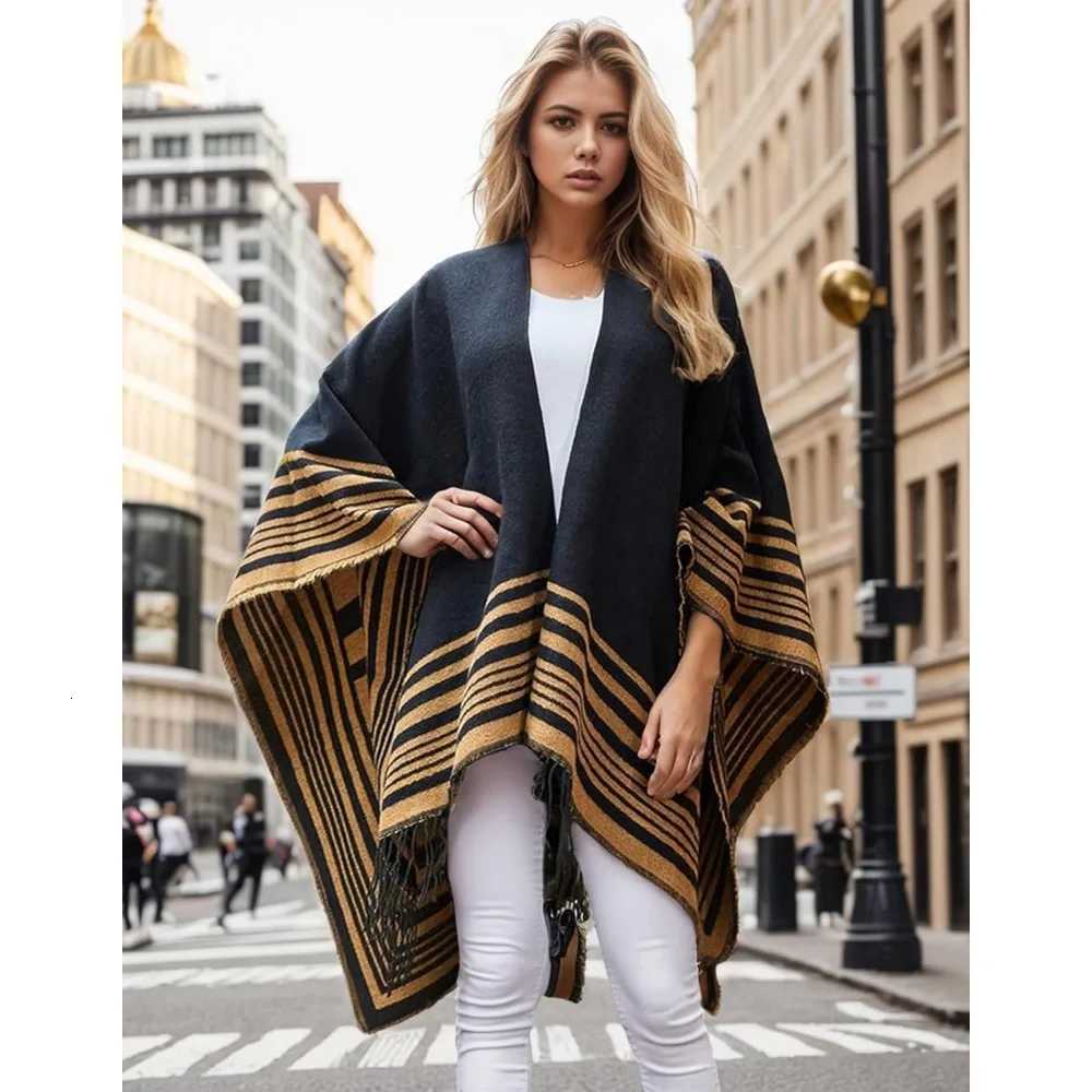 Luxury Womens shawl front open cape oversized sweater autumn and winter casual open cape Y251208