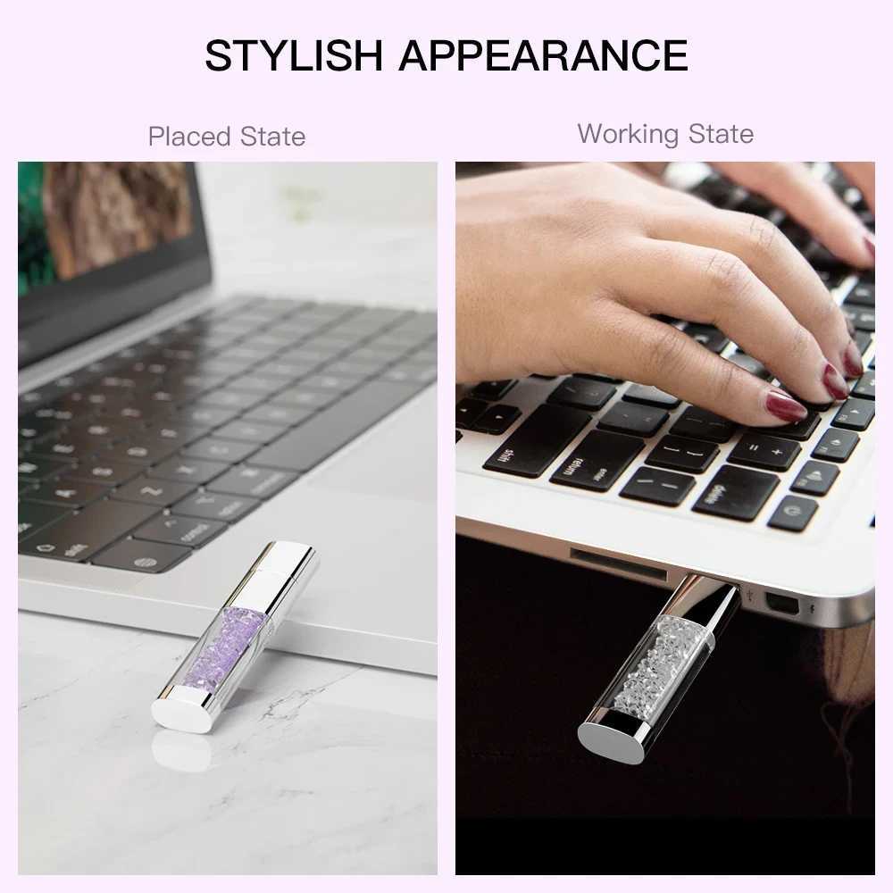 Crystal Pendrive 20 USB Flash Pen Drive 128GB 4GB 8GB Memory Stick 16GB 32GB Pretty Pen Drive Wedding Gift USB Stick C251209