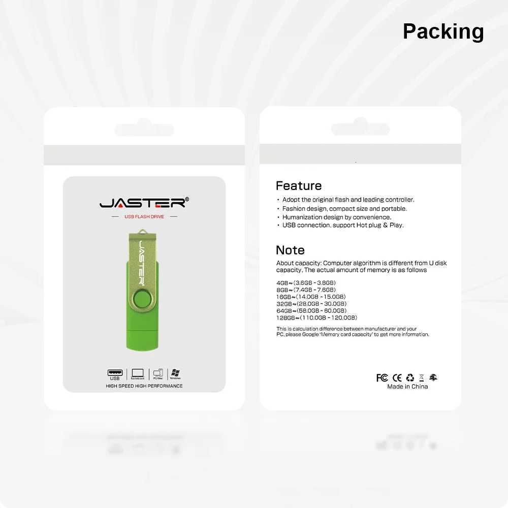 JASTER Micro usb interface 20 OTG flash drive Smart Phone Tablet PC 4GB 8GB 16GB 32GB 64GB Pendrives Real Capacity Usb stick C251209