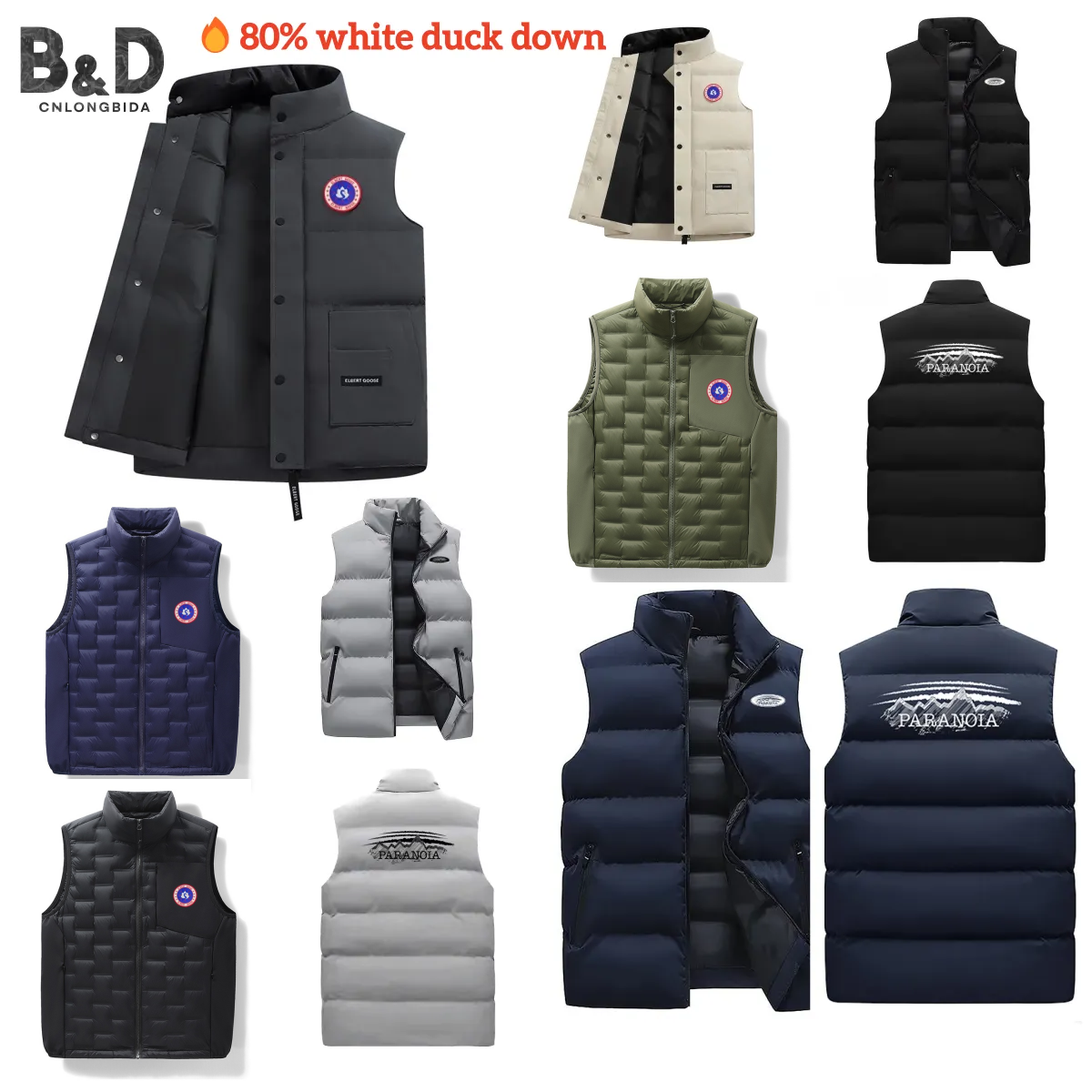 80% White Duck Men's Down Thickened Winter Jacket White Duck Feather Warm Outdoor Sports Coats Jogging Casual Sports Style Couple's Zipper Closure Other Material Vest