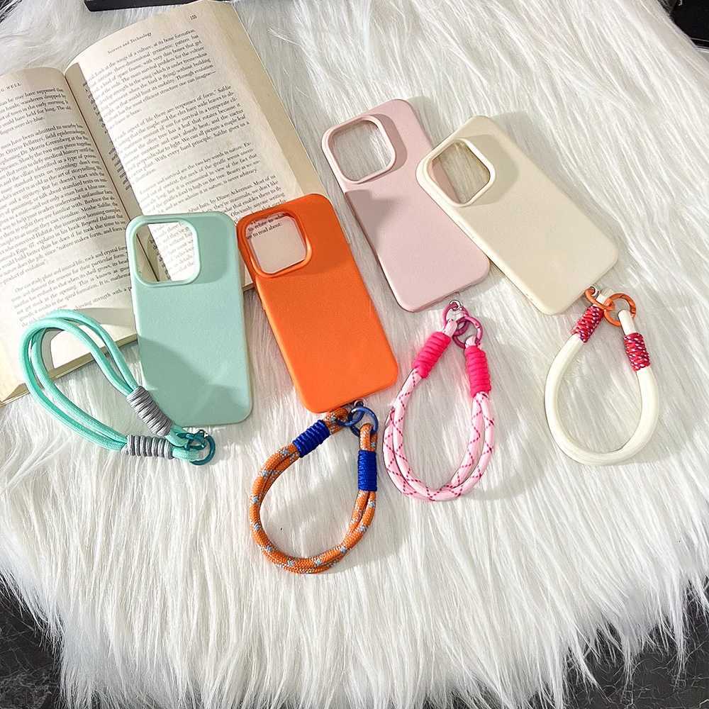 Cute Candy Leather Texture With Wrist Strap Case For iPhone 17 Air 16 15 14 11 12 13 16 Pro Max 16 Plus Solid Color Soft Cover C251209