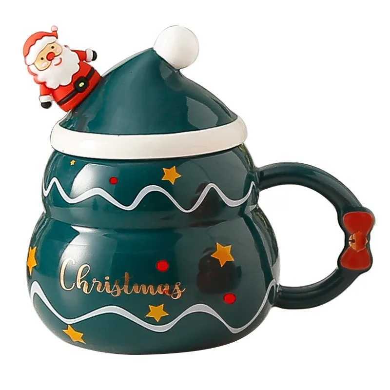 Ceramic gs Christmas water cups Nordic-style large-capacity snowman Christmas trees Santa Claus gift ideas H251209