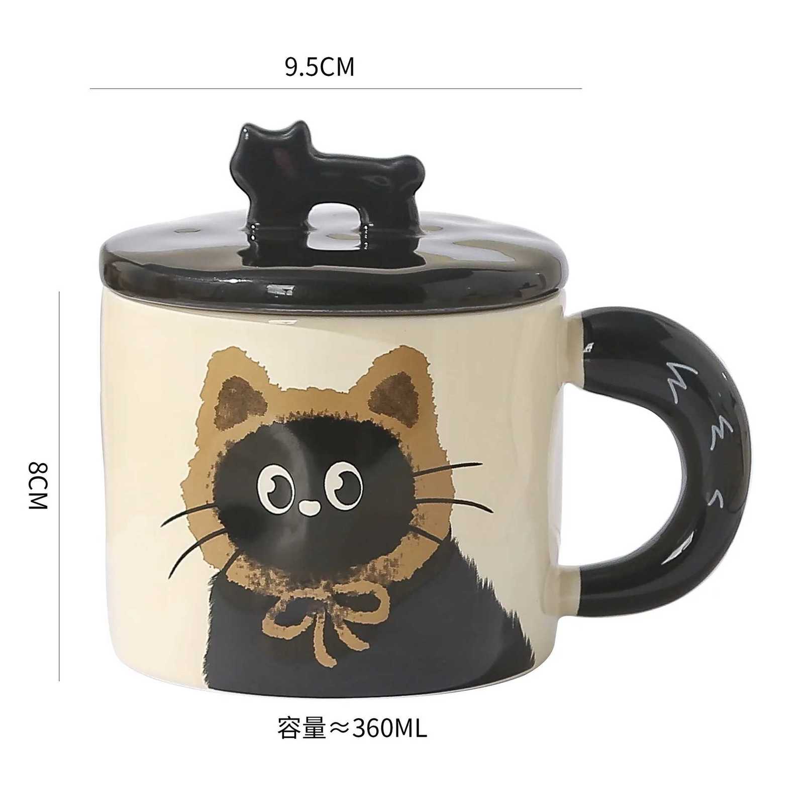 Creative Cute Cartoon Cat Ceramic Coffe g Couple Water Cup Milk Drinking Water Tea Cup for Off He Birthday Gifts with Box H251209