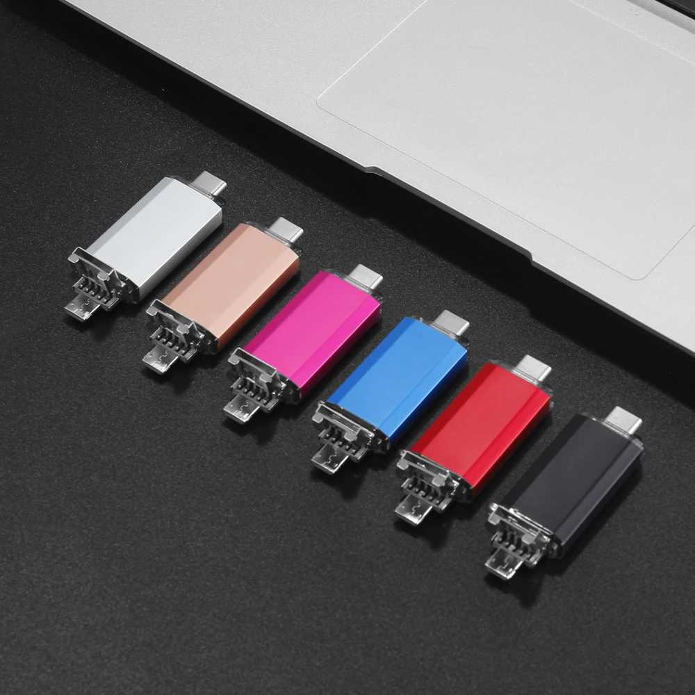 3 IN 1 High Speed OTG USB Flash Drive TYPE C Pen Drive 64GB 32GB 16GB 8GB Pendrive USB 20 Memory Stick For IPhone 15 USB Stick C251209