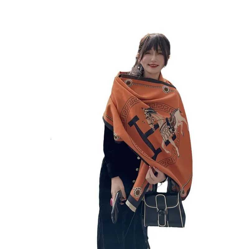 Luxury Womens Autumn and Winter Carriages Imitation Cashmere Double-sided Air Conditioner Shawl Thickened Warm ScarvesTrend Outside Y251208