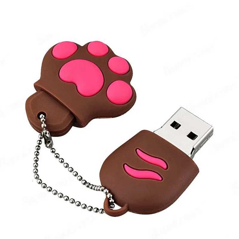 Cat Paw USB Flash Drive 64GB black Cartoon Memory Stick Key Chain Pen drive 128GB 32GB Gifts for Kids U Disk C251209