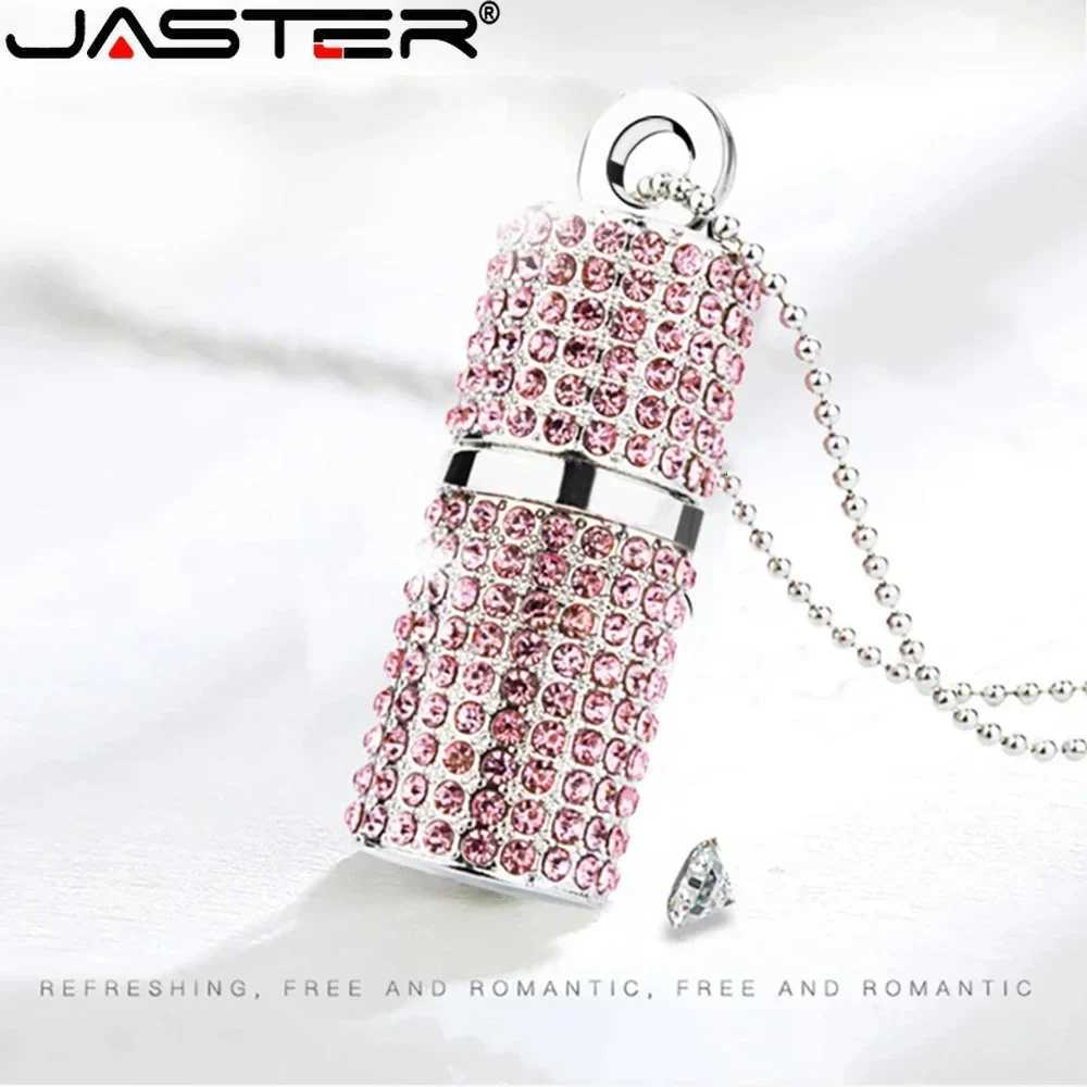 JASTER Crystal USB 20 Flash Drive 128GB Pen Drive 64GB e Memory Stick 32GB Crystal Necklace Birthday Gift C251209