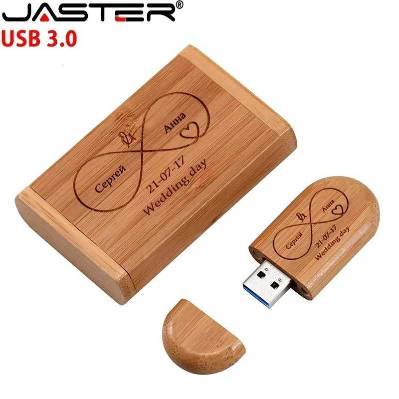 JASTER USB 30 Wooden Box Pen Drive Cust USB Flash Drive Bamboo Pendrive Wedding Gift Memory Stick 128GB 32GB 64GB C251209