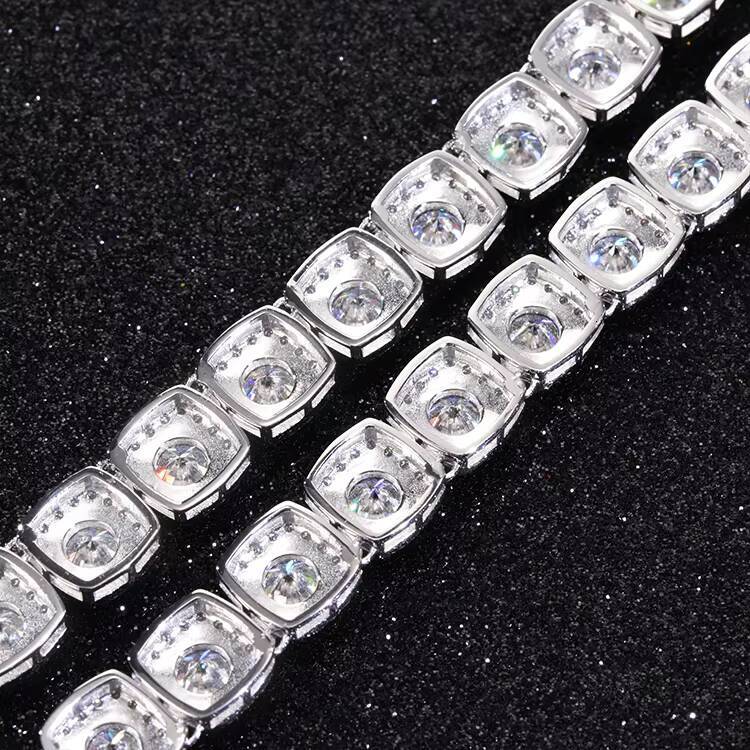 Customized 10mm Wide Sterling Silver Tennis Chain VVS D Color Moissanite Diamond Bracelet Perfect Anniversary Gift Necklace