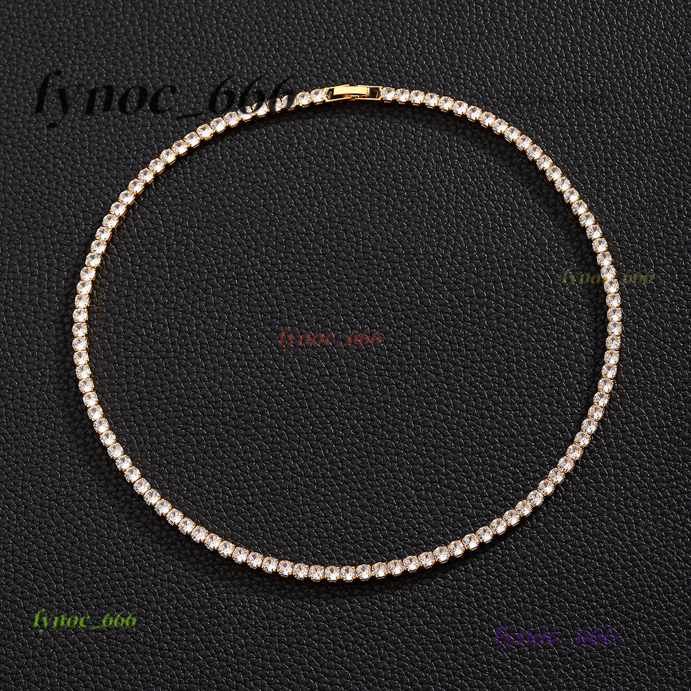 7"-30" Hip Hop Tennis Chain Necklace Bracelets Bling Moissanite Jewelry Accessory Gold Plated TopBling Graduated