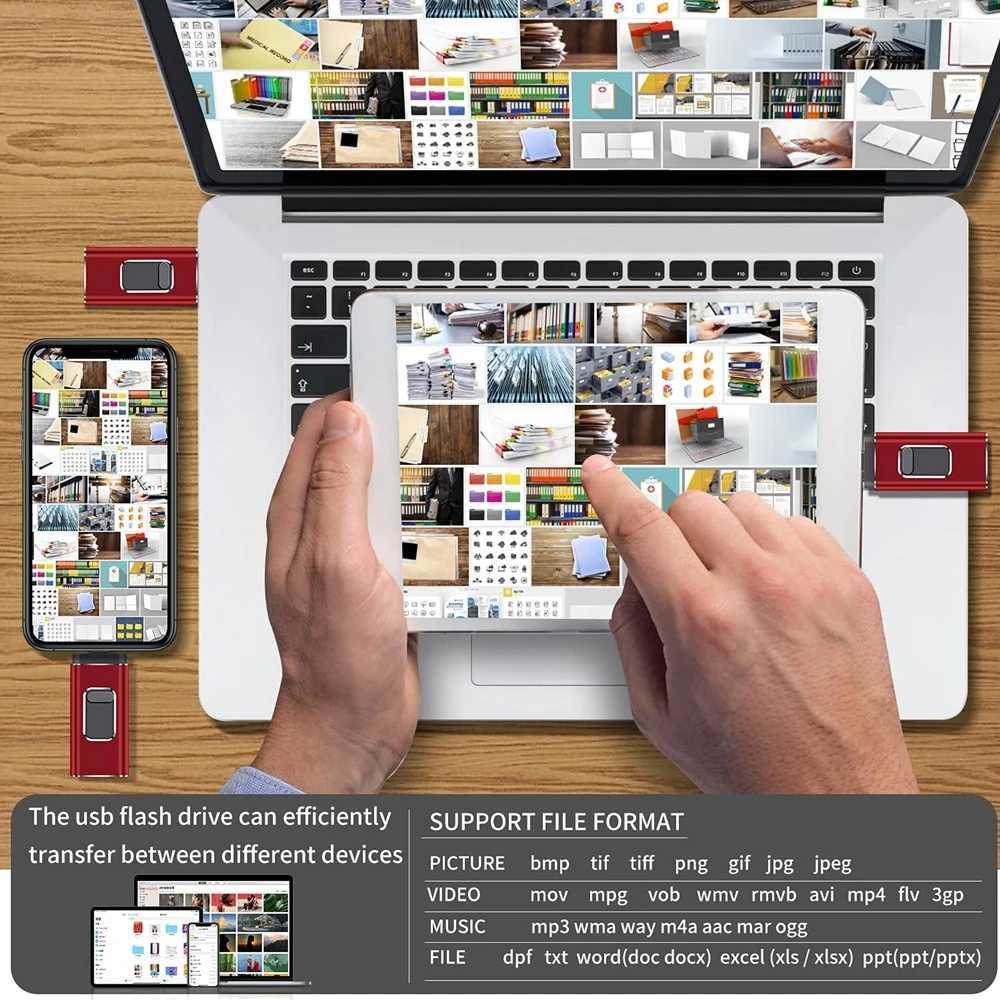 For iPhone Flash Drive 30 256GB 128G 64G Memory Stick iPhone Photo Stick External Storage Mirco for iPhone/PC/iPad/ Devs C251209