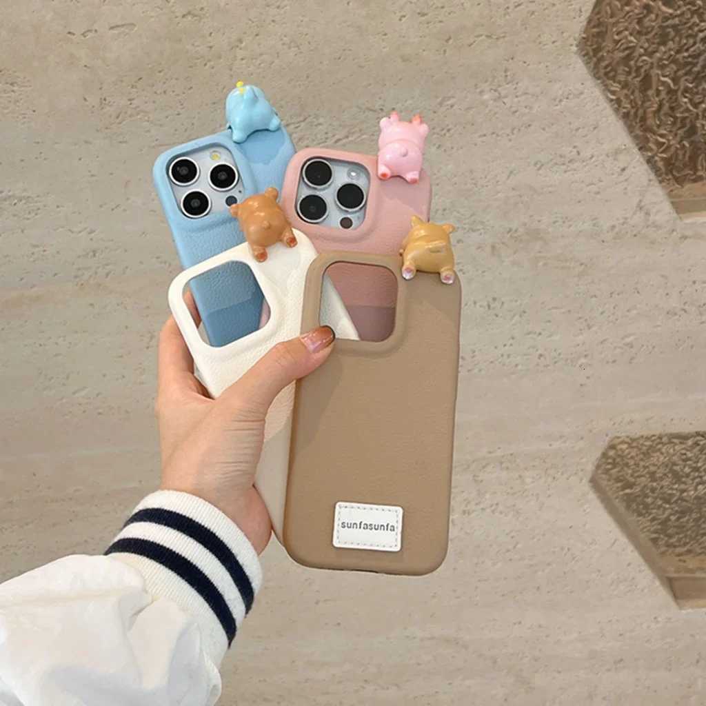 Solid Color Simplicity Stercopic Cute Small s Leather Cover Case for iPhone 16 15 14 13 Pro Max Phone Case C251209