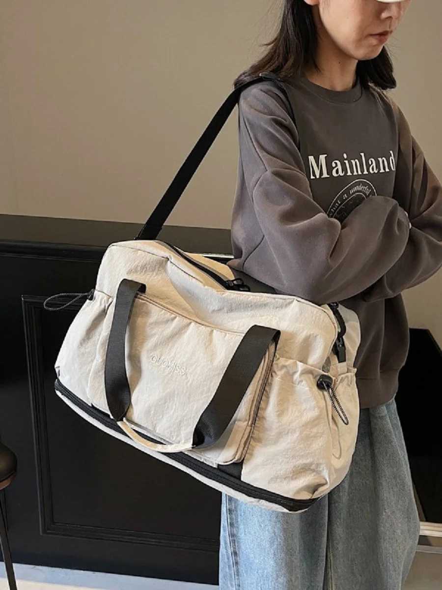 Wens portable travel lage bag mens large-capacity Handbag foldable storage bag dry and wet separati fitness bag Y251209