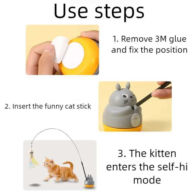 New Funny Cat Stick Steel Wire Long Pole Feather Interactive Cat Toy for Kitten Fishing Rotating Self - pleasure Pet Toy M251209