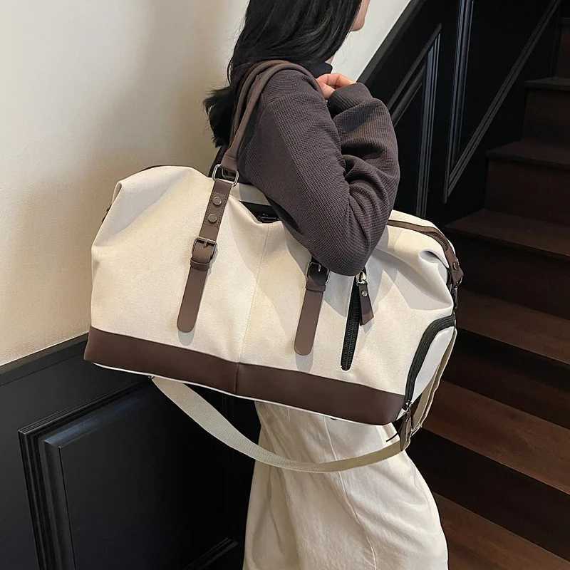 Canvas Travel Duffel Shoder Crossbody Bag Shoes Cpartment Gym Fitness Outdoor Short Distance Bag Lage Weekend Handbag Y251209