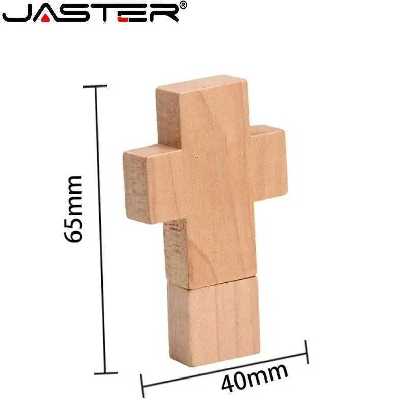 JASTER Wooden Jesus Cross USB 20 Flash Drives 128GB Maple wood Memory Stick 64GB with Box Pen Drive 32GB Gift U disk C251209