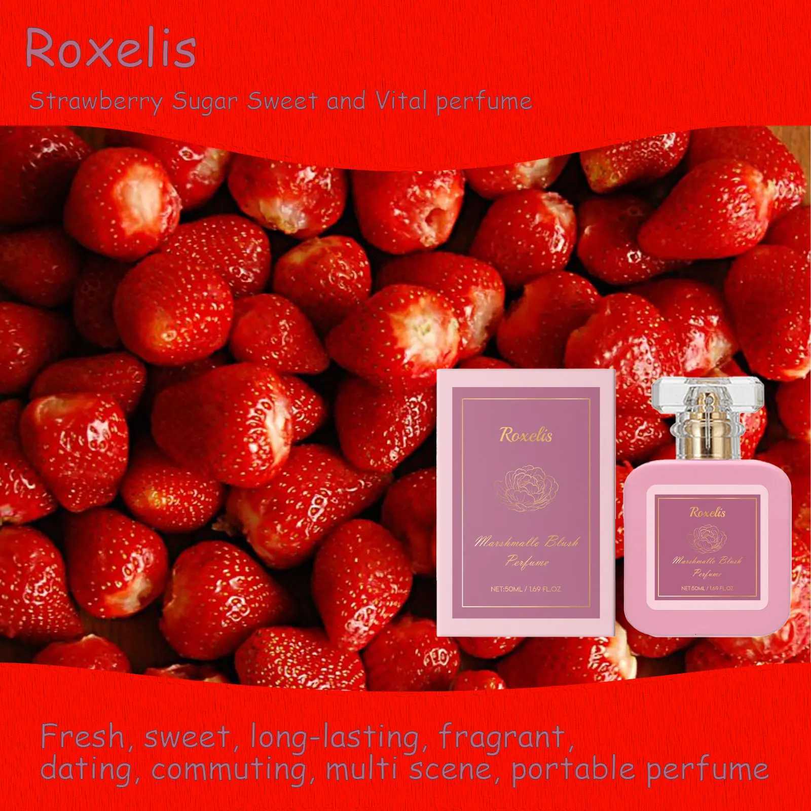 Roxelis Strawberry Sugar Sweet and Vital perfume Fresh Sweet and Lasting Fragrance Date Commuting Multi Scene Portable PerfumeT251209