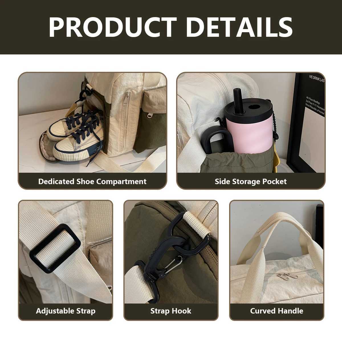 Travel Bag with Large Capacity for Business Trips Short-Distance Travel Portable Mens Lage Bag Wens Mtifunctial Fitness Bag with Shoe Cpartment Fiable