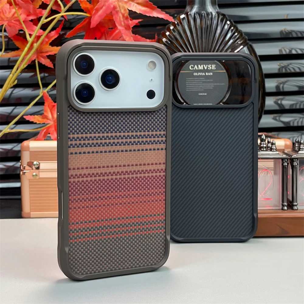 or Built-in Magnetic Carbon Fiber Matte Case for iPhone 17 Air 16 15 14 Pro Max for Shockproof Bumper Frosted Cover C251209