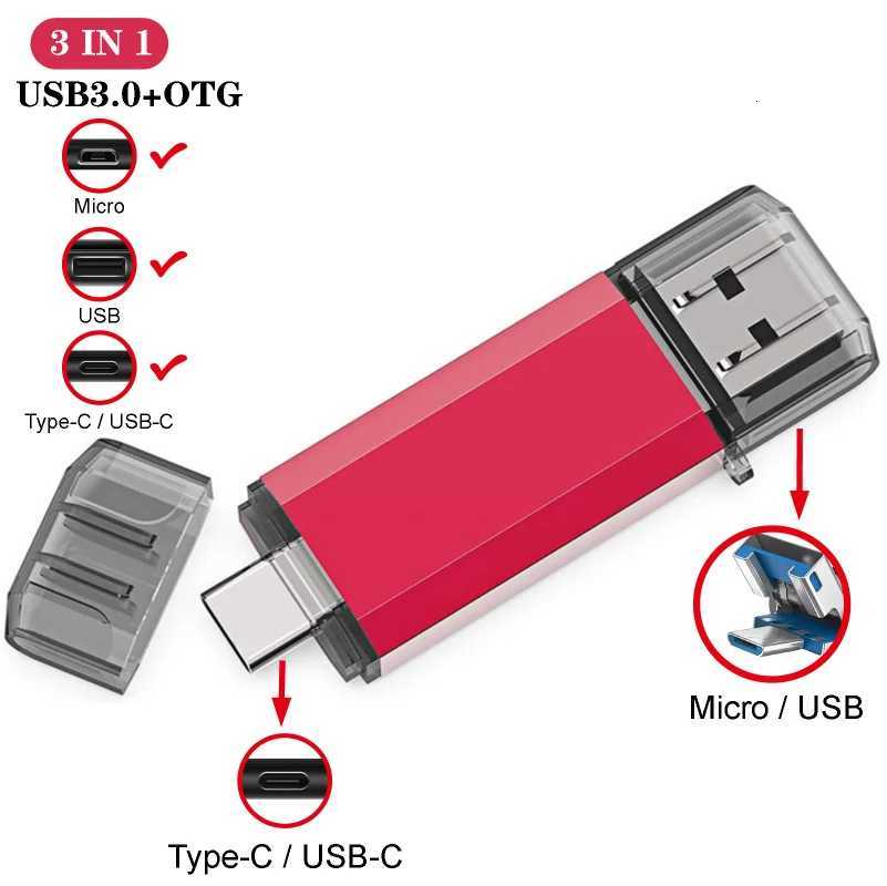 Type-C OTG USB 30 Flash Drive 64GB 32GB 16GB Pen Drive Smart Phone Memory 256GB 512GB USB Stick Type - C 31 Dual Double Plug C251209