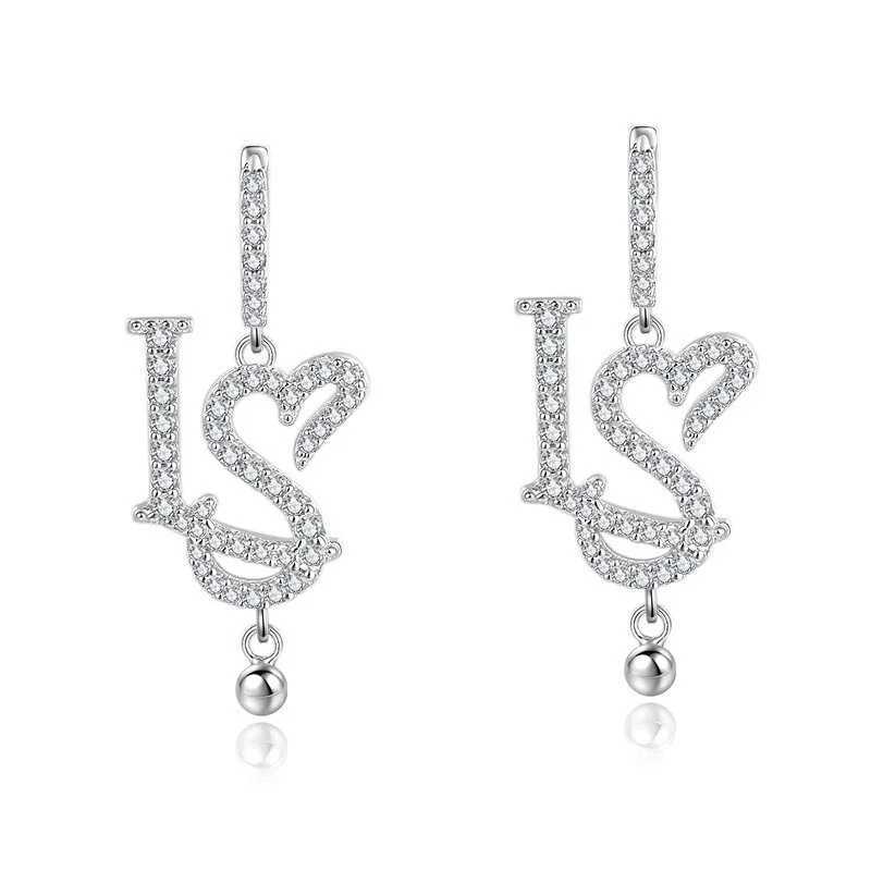 ZFSILVER Fashion s925 Silver Moissanite Classic Trendy Design I YOU Earring For Charm Women Accessories Jewelry Gift E20466 H260202