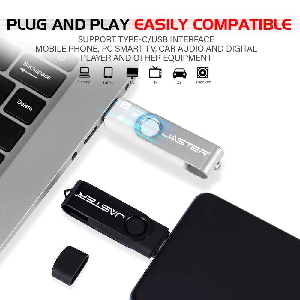 JASTER High Speed TYPE C USB Flash Drive 30 8GB 16GB 32GB 64GB 128GB Rotatindrive Cputer Mobile Phone Dual-Use U Stick C251209