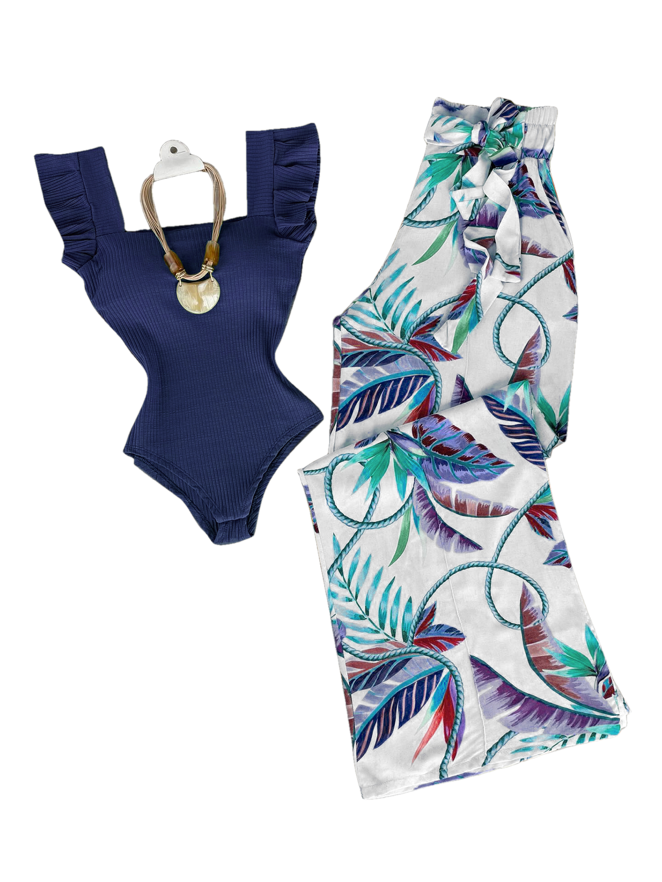 Chic Fashionable Two-Piece Suit Featuring Embellished Blouse and Comfort-Fit Skirt Perfect for Casual Wear---1773