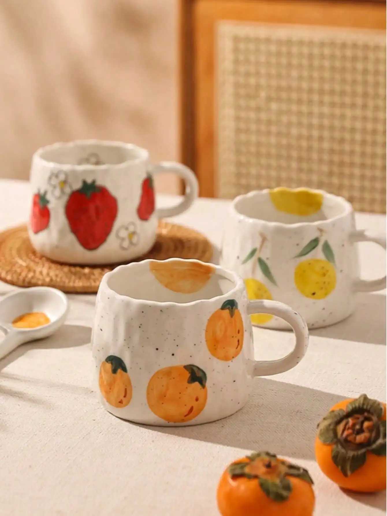 1 hand-painted ceramic coffee cup with fruit pattern perfect for he off nt gifts holiday gifts birthday gifts H251209