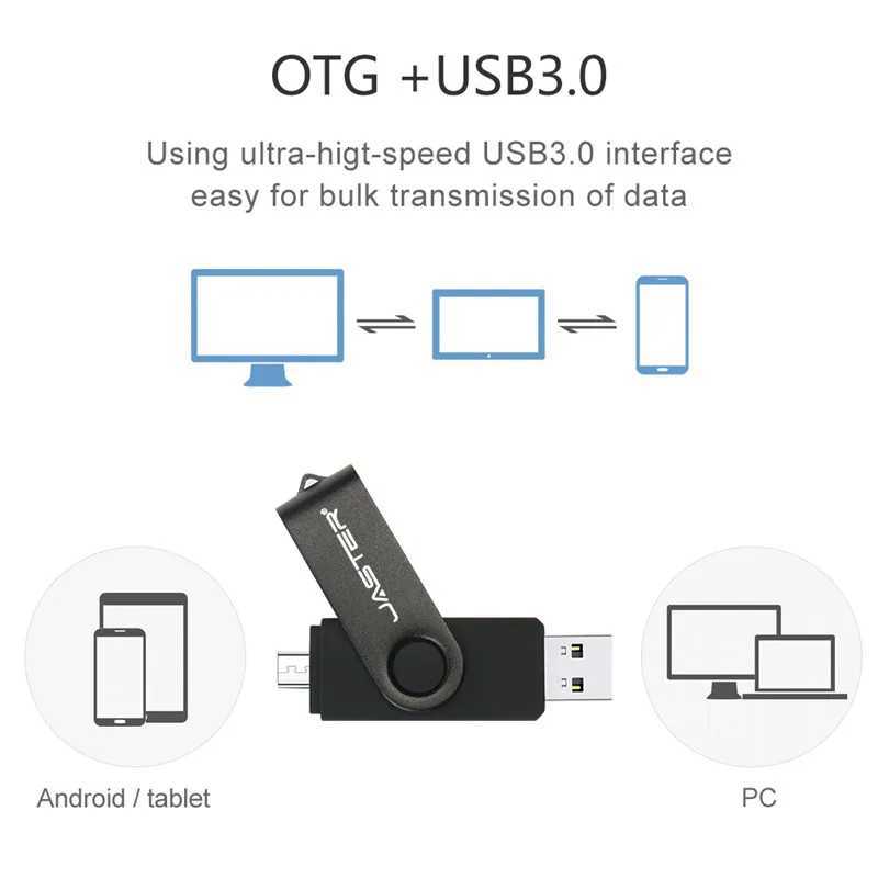 New USB 30 OTG 64GB Black 2 in 1 Flash Drive 32GB Waterproof 16GB Plastic pendrive 8GB U disk 4GB Memory Stick Business gift C251209