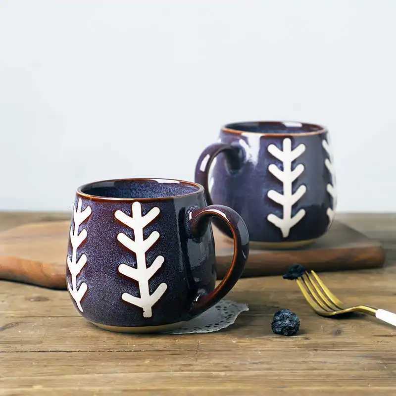 430ml Retro Hand Drawn Underglaze Ceramic g Love Pattern Kiln Transformation Gla Water Cup He Off Coffee Milk gs H251209