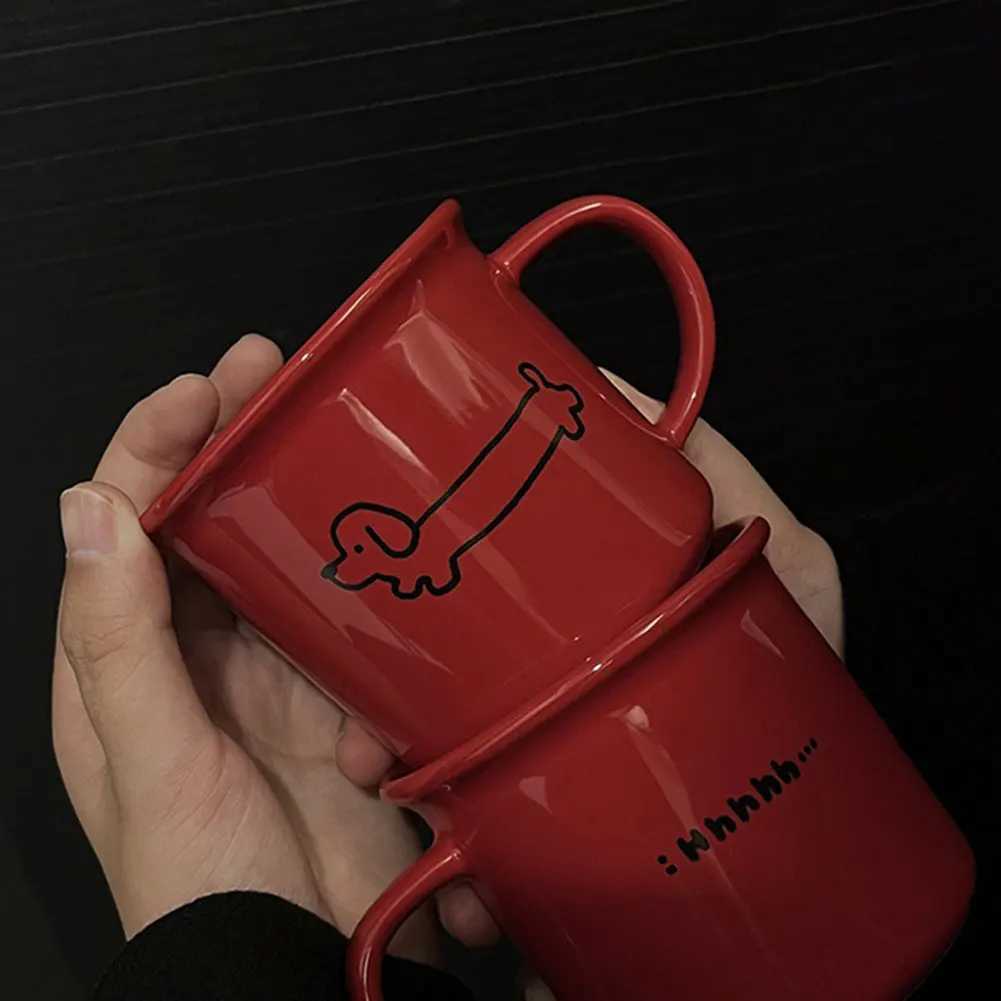 Ceramic Dachshund g Coffee Tea Milk Cups Cute Puppy Cup Fashion Handheld Water Drinking Cup Great Present for Lovers Friends H251209